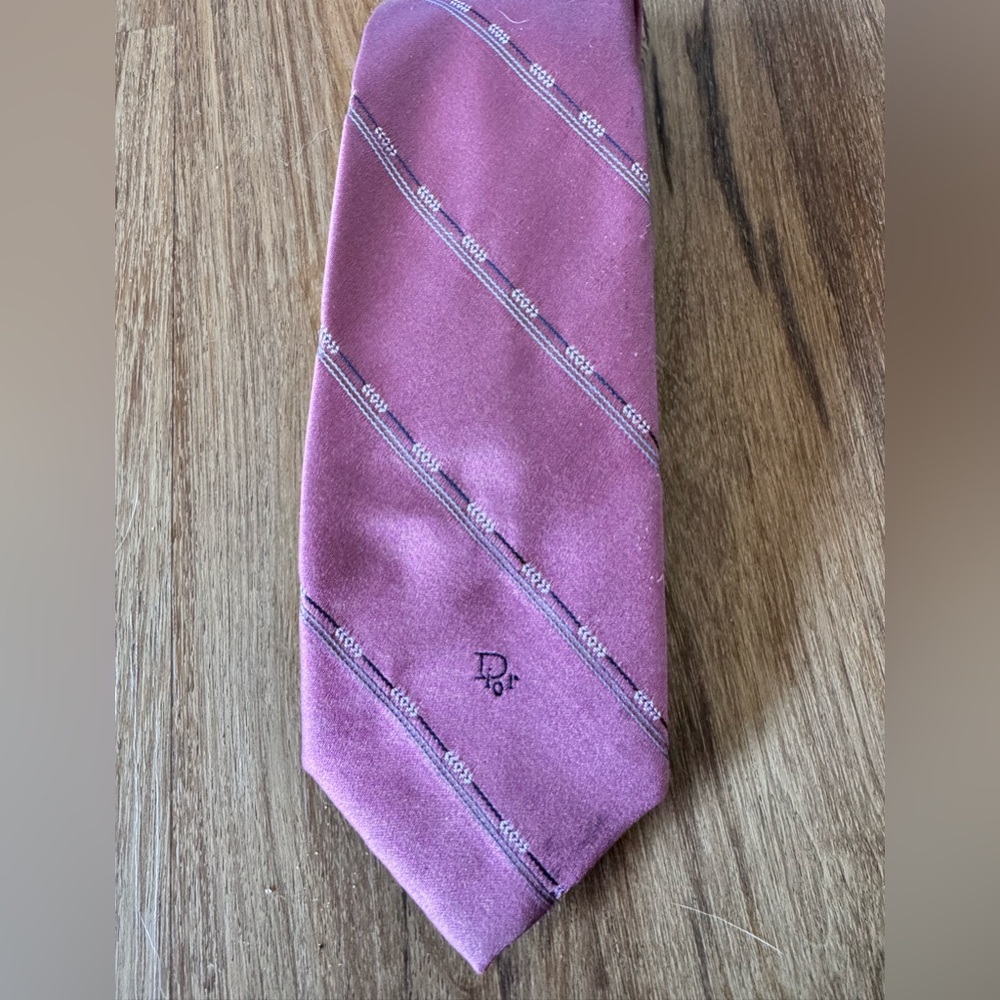 Christian Dior Necktie Woven in Italy 90s Designer Tie Polyester Silk Blend